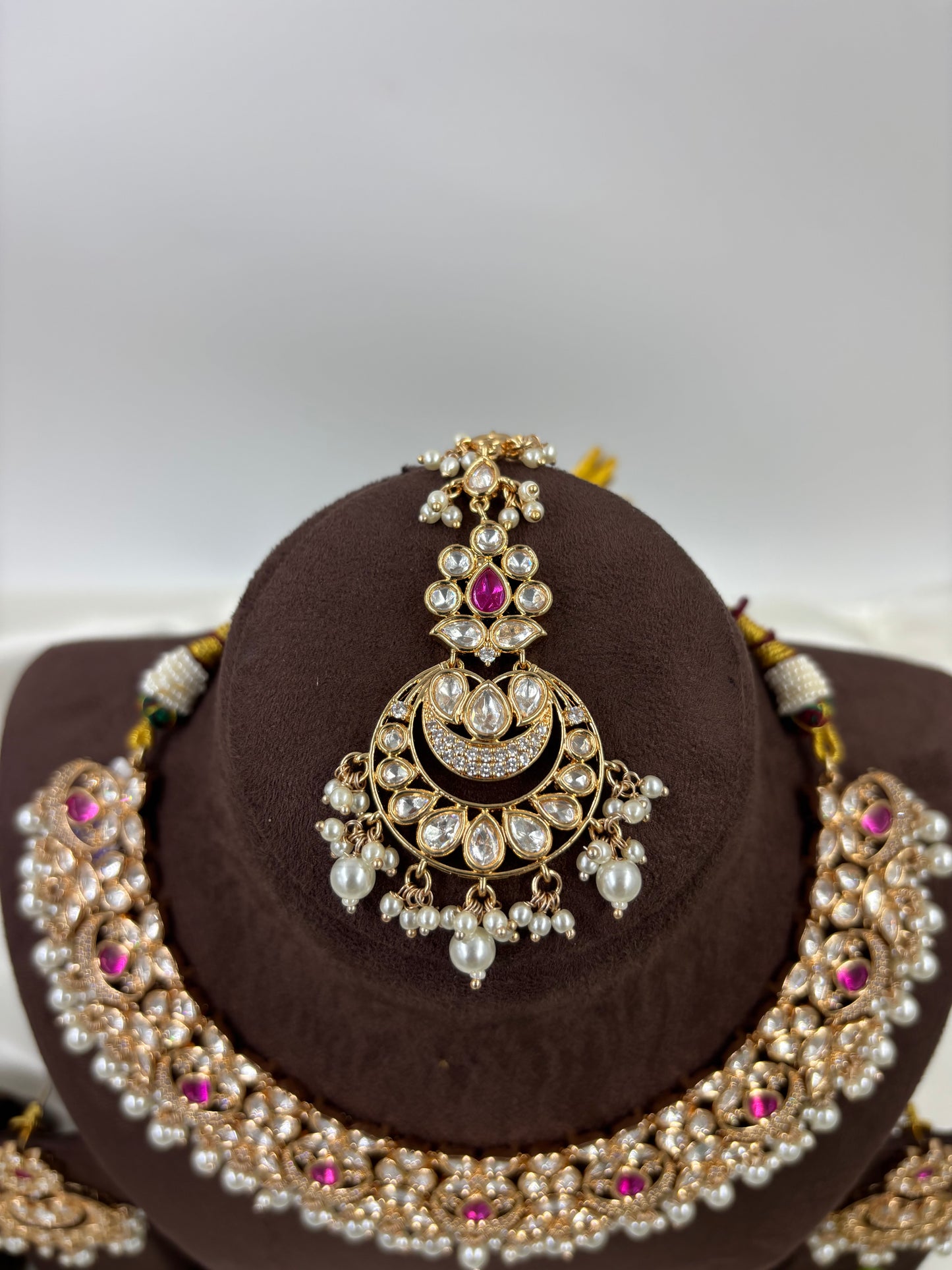 ZEENAT MOISSANITE KUNDAN PEARL NECKLACE SET