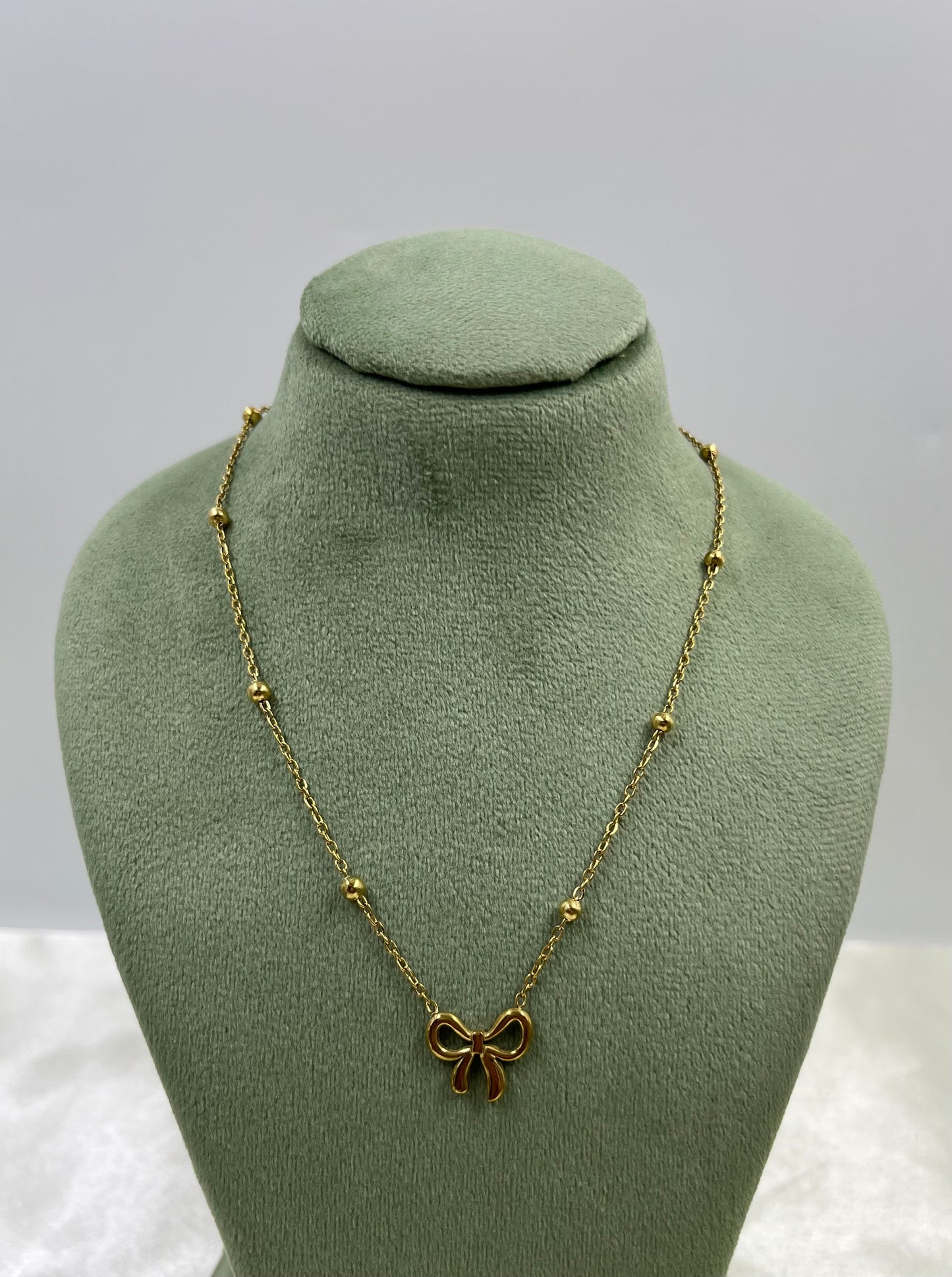 3D Gold Bow Necklace