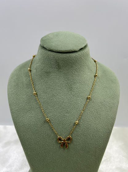 3D Gold Bow Necklace