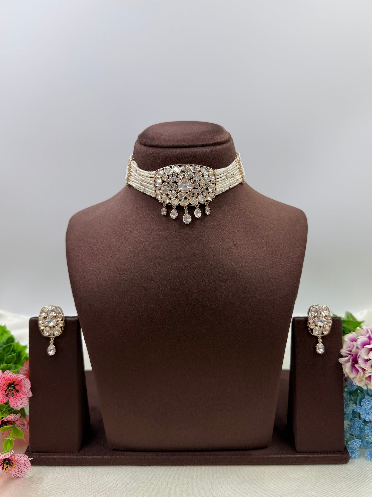 Ridhima Moissanite Choker Necklace Set
