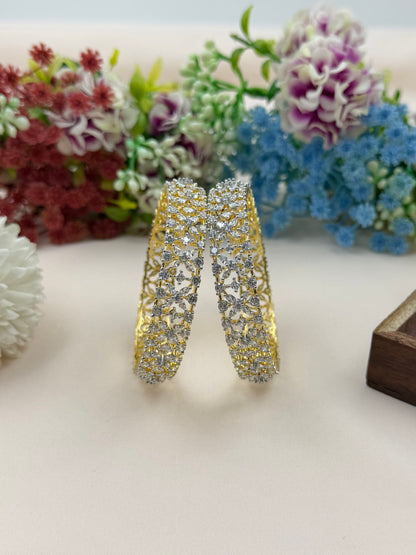 Aria American Diamond Two Tone Bangles