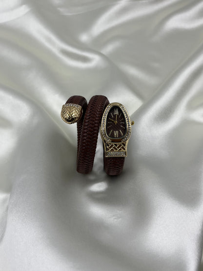 Sansi Snake Leather Oval Watch