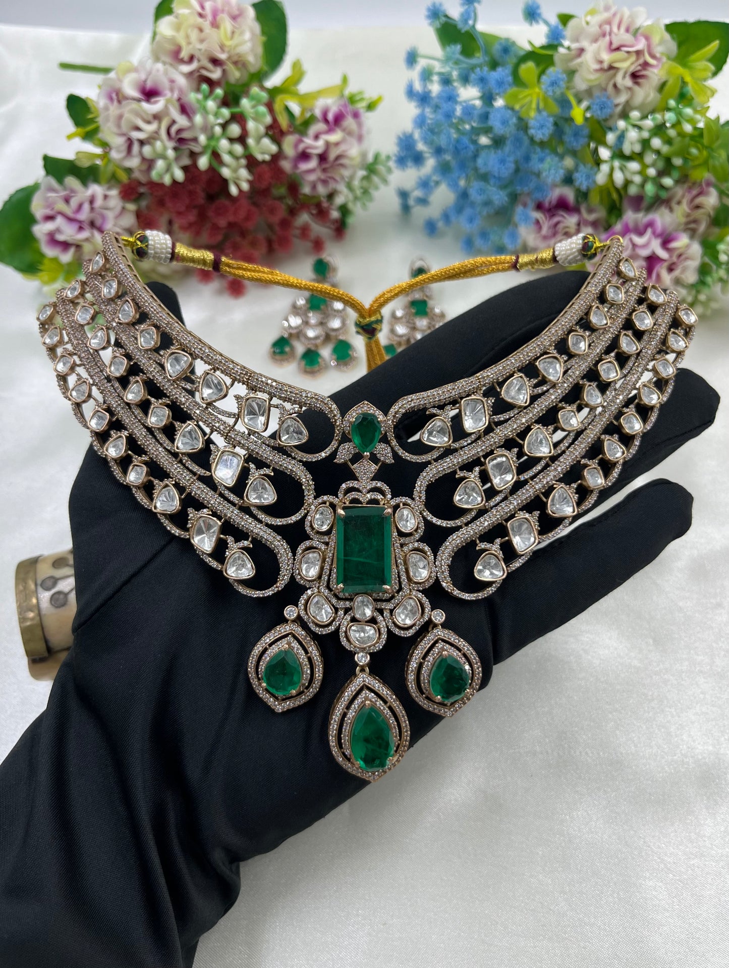 Urmila Jaipuri Moissanite Kundan Choker Necklace
