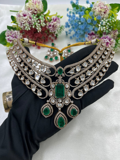 Urmila Jaipuri Moissanite Kundan Choker Necklace