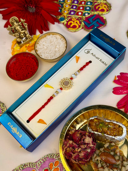 White Crystal Floral Rakhi
