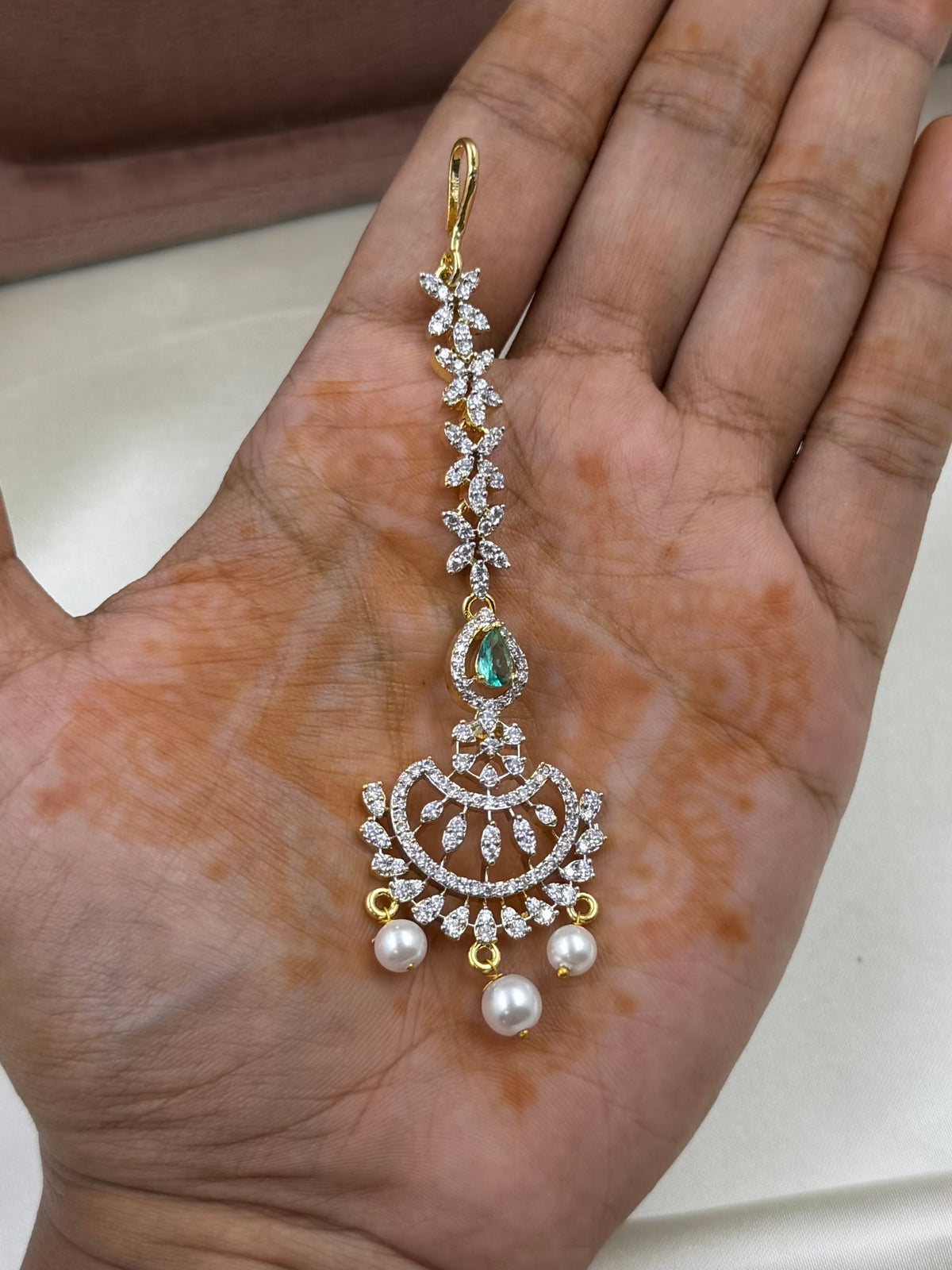 Maria American Diamond Two Tone Long Necklace Set