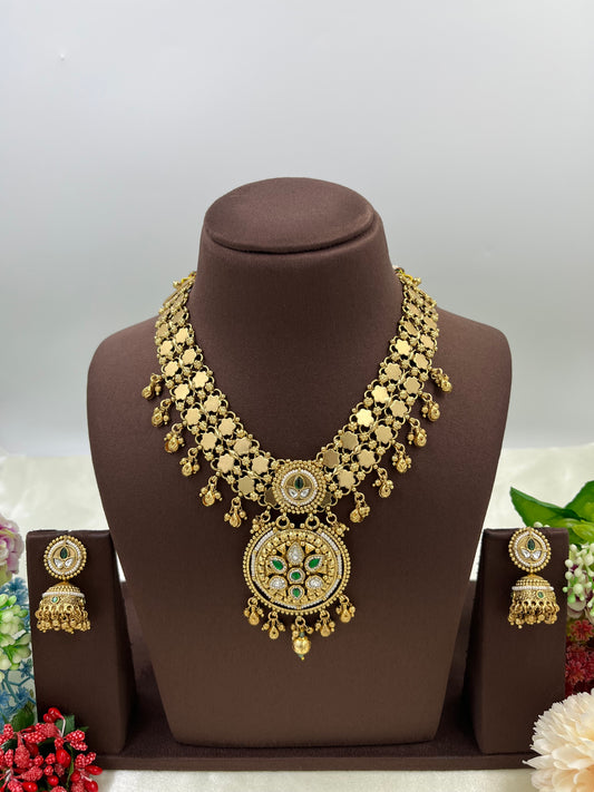 Rani Antique Gold Necklace Set