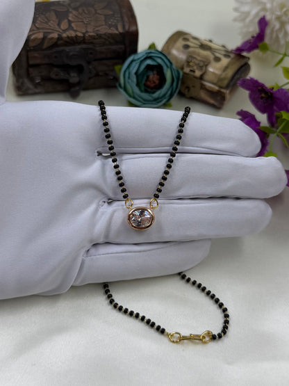 Round Solitaire Rose Gold Mangalsutra