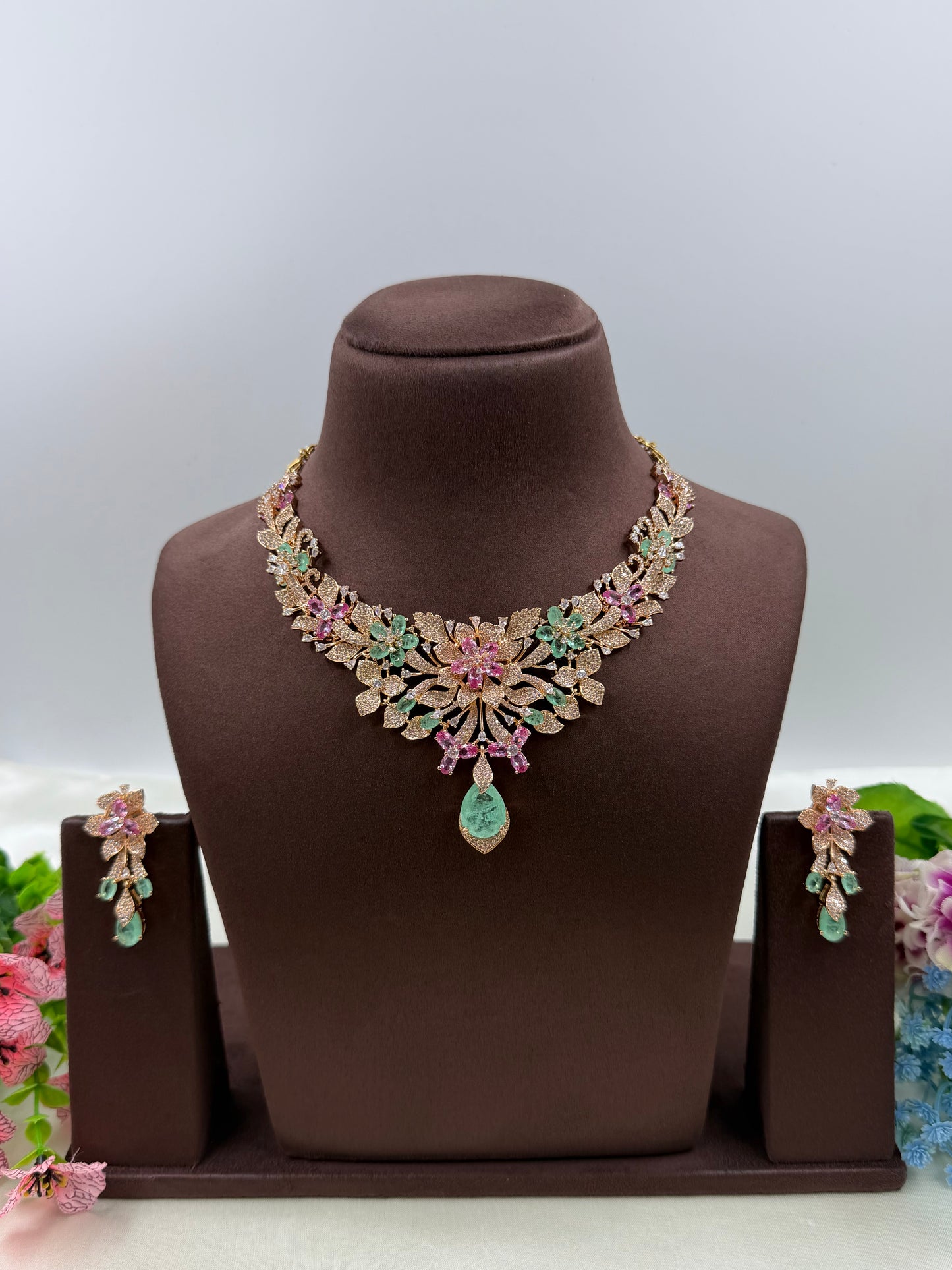 Zinnia American Diamond Necklace Set