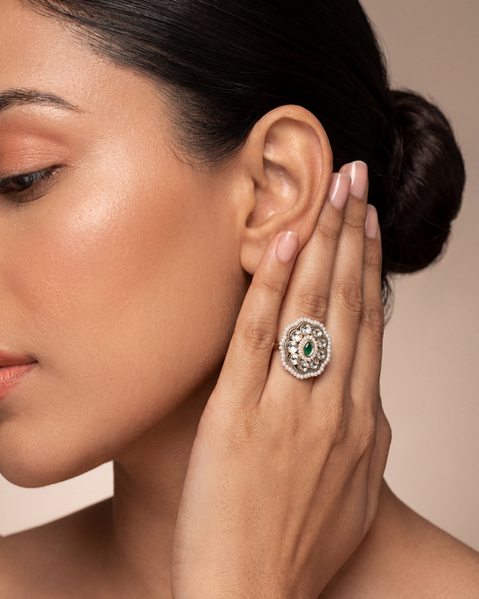 Imaz Premium Moissanite Kundan Fingering
