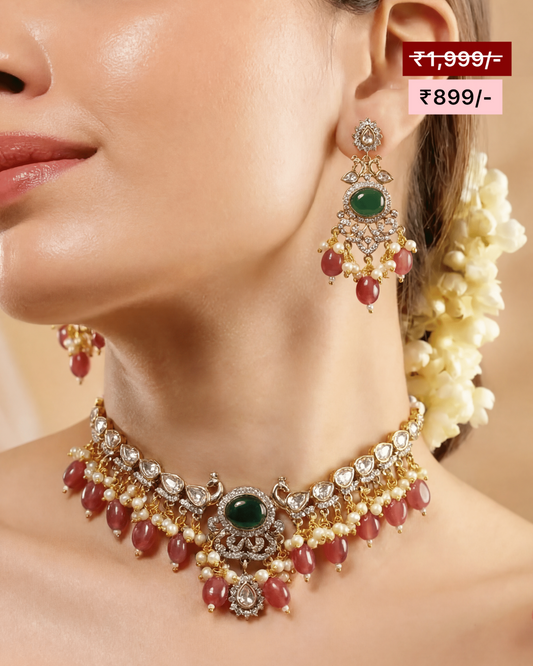 Delicate Peacock Victorian Necklace Set