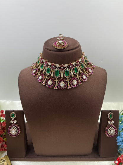 Radha Jaipuri Moissanite Kundan Choker Necklace