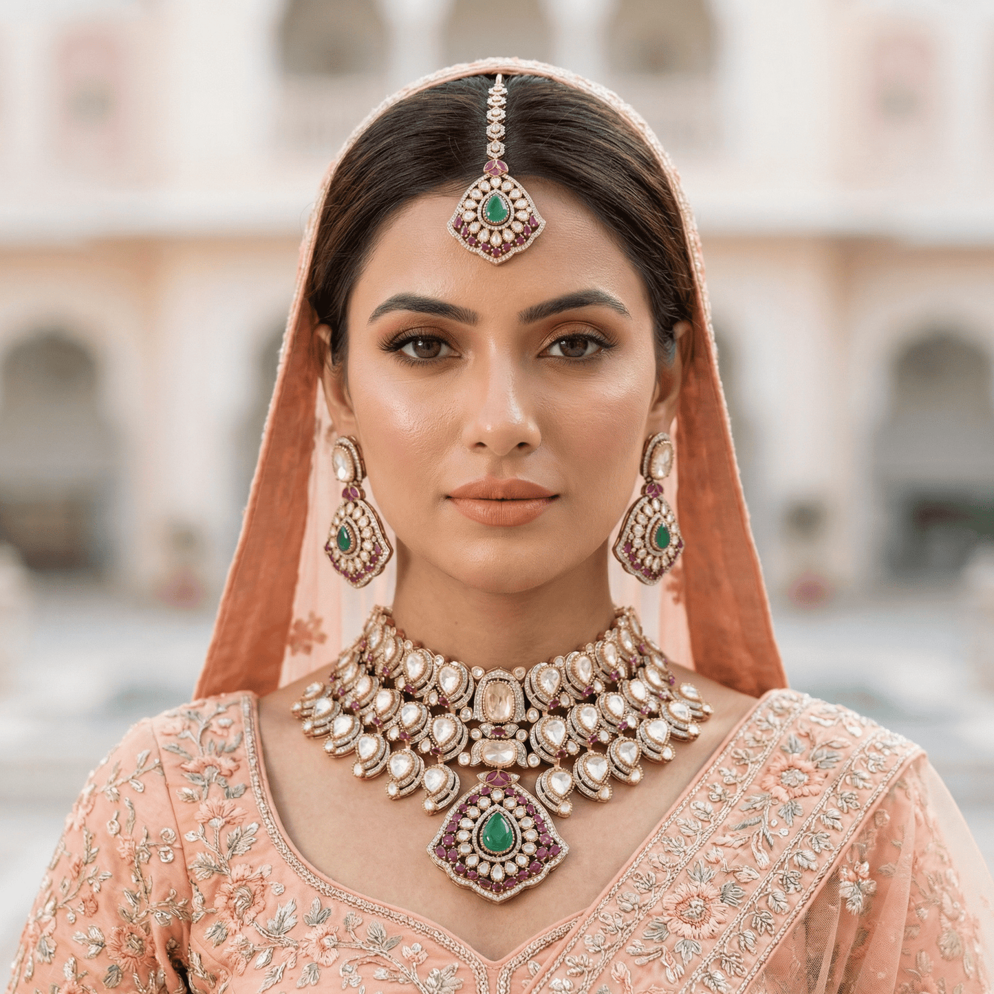 Leena Moissanite Choker Semi Bridal Set