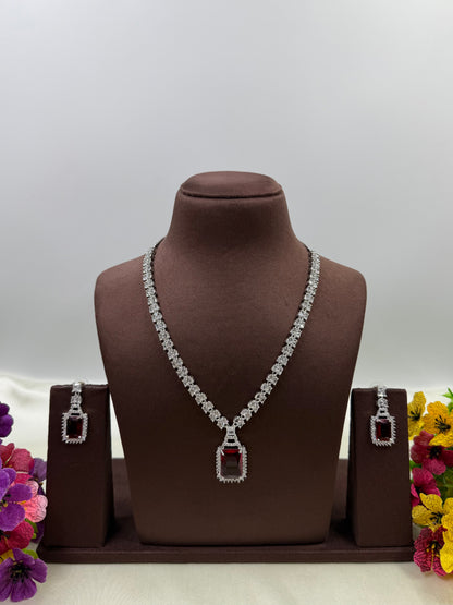 Isla American Diamond Semi Long Necklace