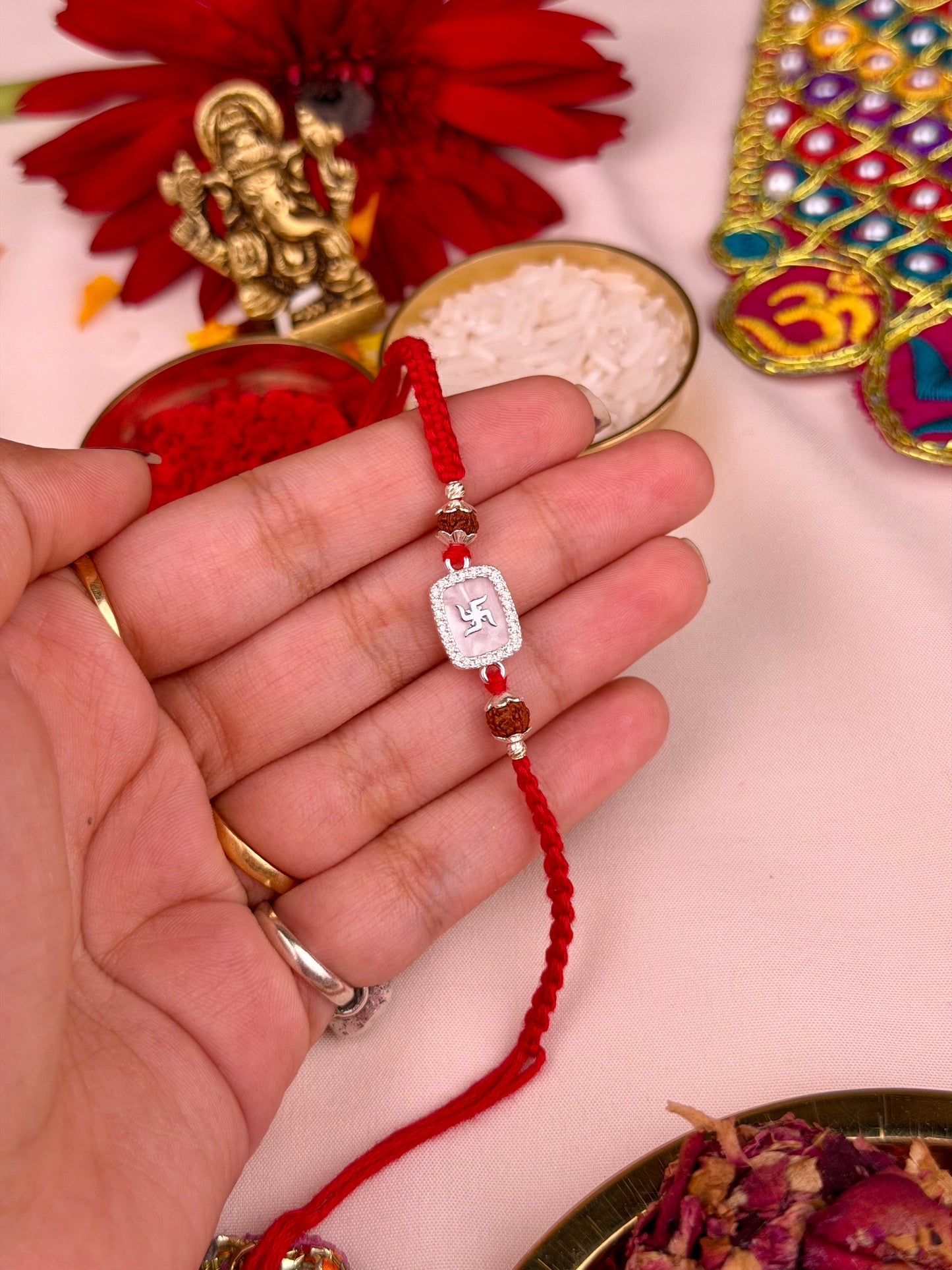 Silver Carat Swastik Rakhi