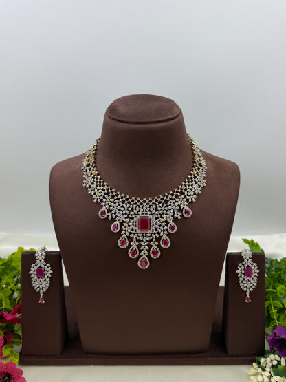 Jacquelin American Diamond Two Tone Necklace Set