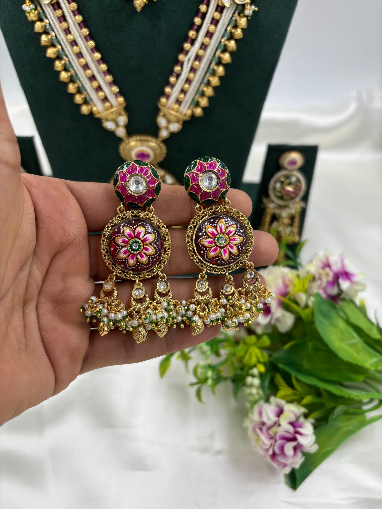 Nura  Premium Antique Gold Combo Necklace Set