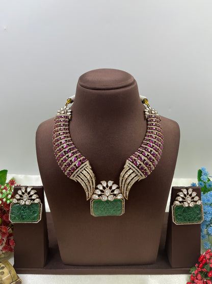 Kunti Jaipuri Moissanite Kundan Necklace