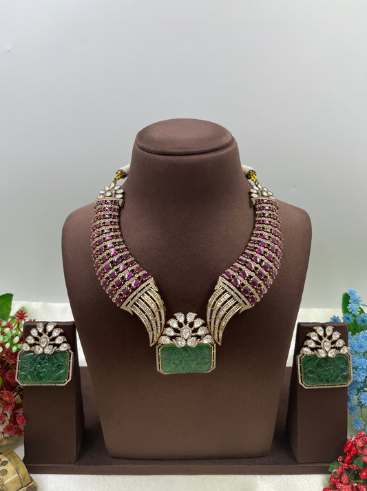 Kunti Jaipuri Moissanite Kundan Necklace