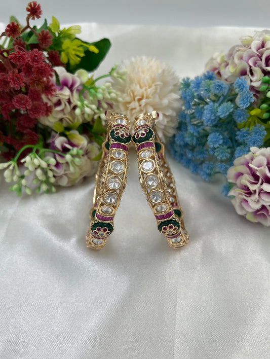 Rujani Moissanite Kundan Bangles (Openable)