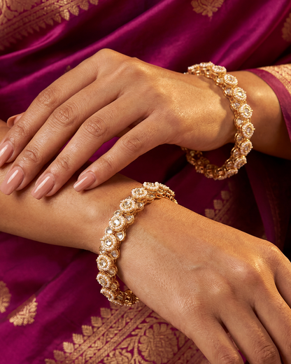 Jevika Moissanite Kundan Pacheli Bangles