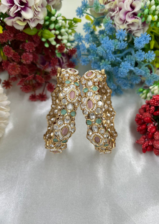 Swara Moissanite Kundan Bangles (Openable)