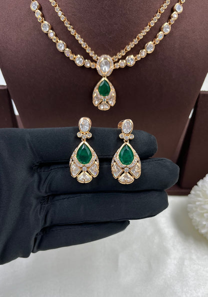 Madhuri Double layering Moissanite Delicate Necklace