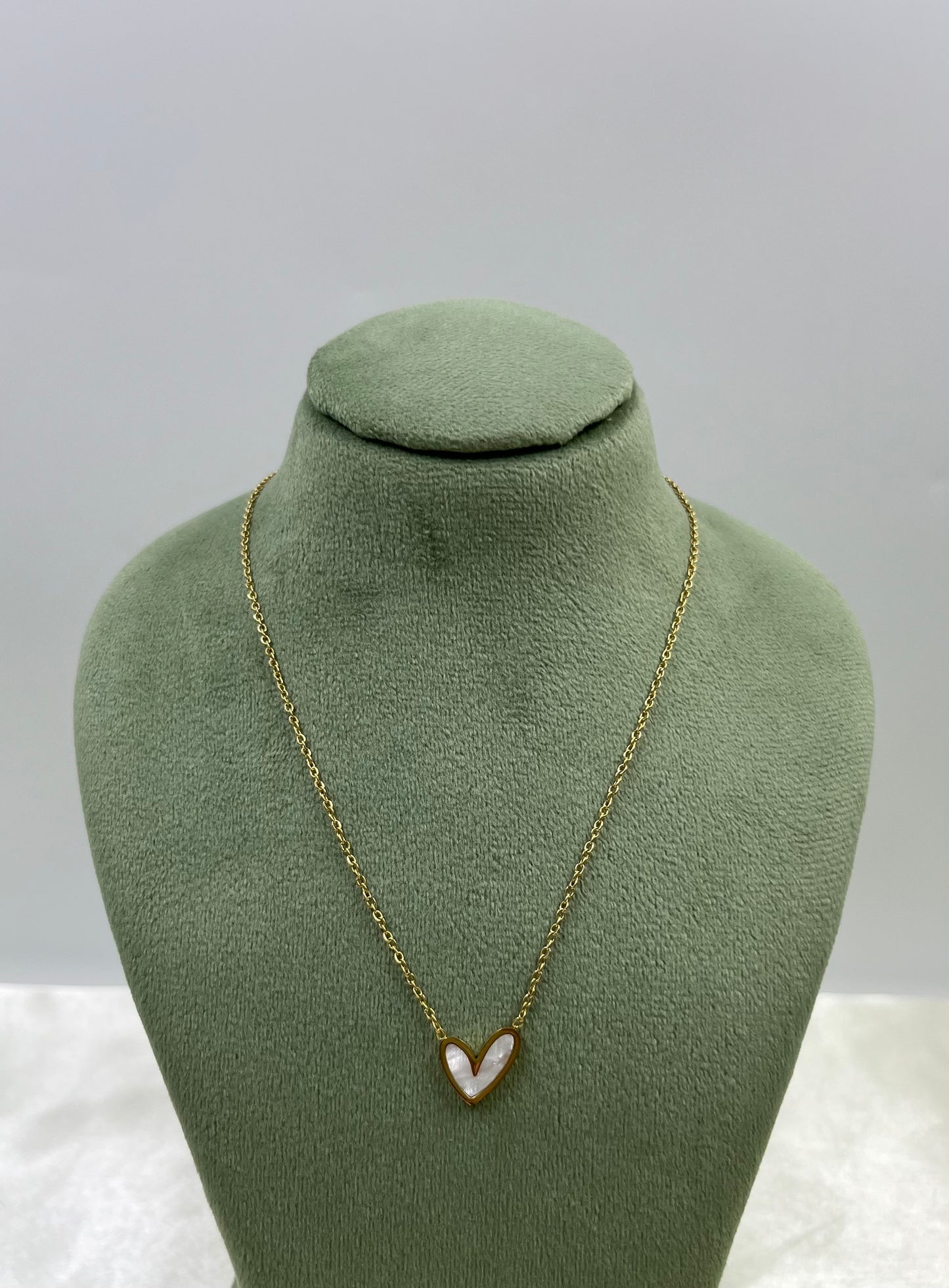 Marble Heart Gold Necklace