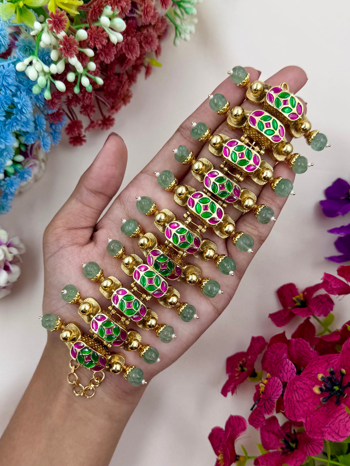 Meghna Pachi Kundan Bracelet (Adjustable)