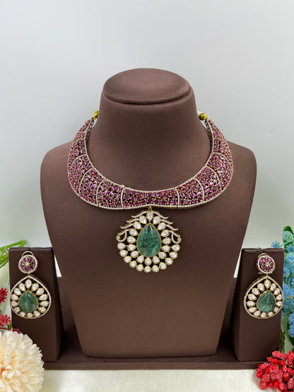 Gowri Premium Moissanite Kundan Necklace