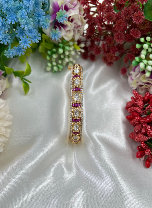 Shine Moissanite Kundan Bracelet (Openable)