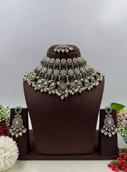 Veenita Victorian Moissanite Choker Necklace Set