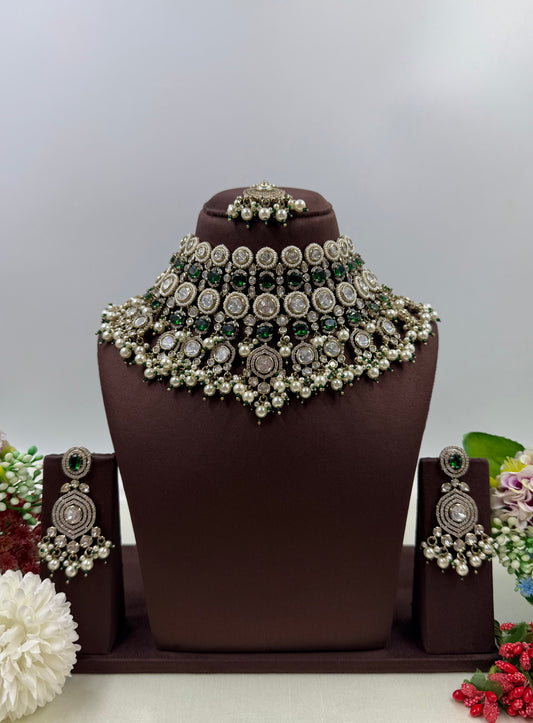 Veenita Victorian Moissanite Choker Necklace Set