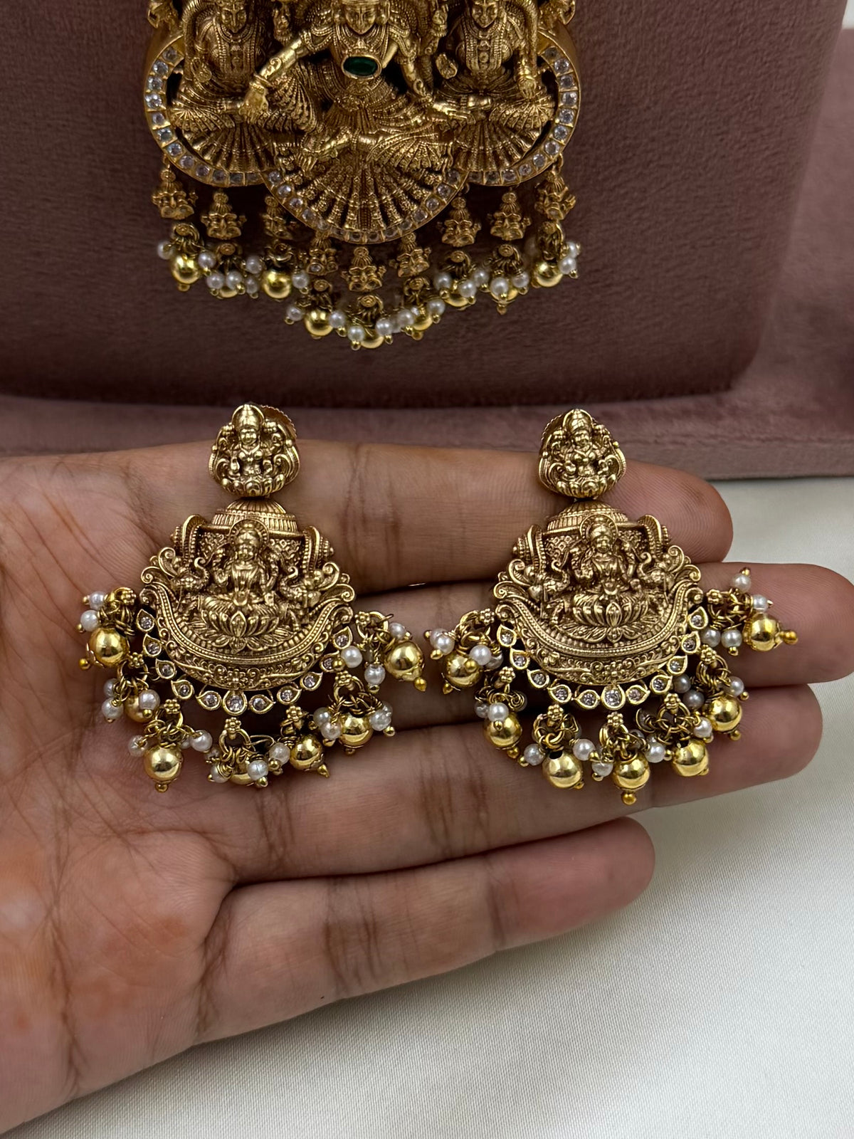 Meenal Premium South Temple Long Necklace Set