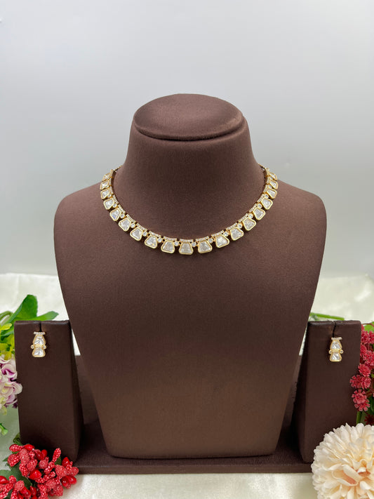 Prusha Premium Moissanite Kundan Necklace