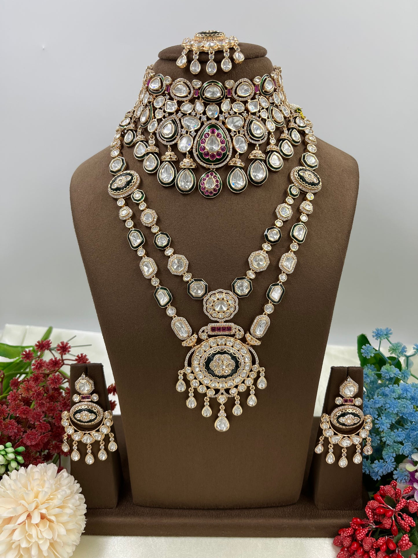 Trisha Combo Moissanite Kundan Necklace