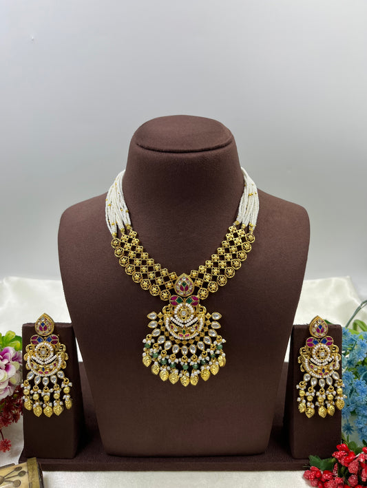 Shivani Pachi Kundan Premium Necklace