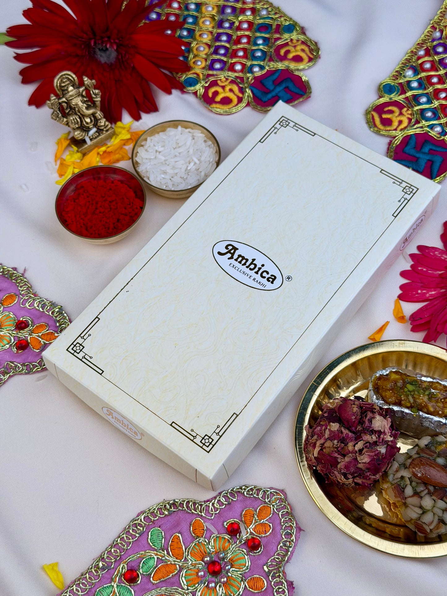 Elegant Crystal Rakhi With Premium Metal Pen Gift Set
