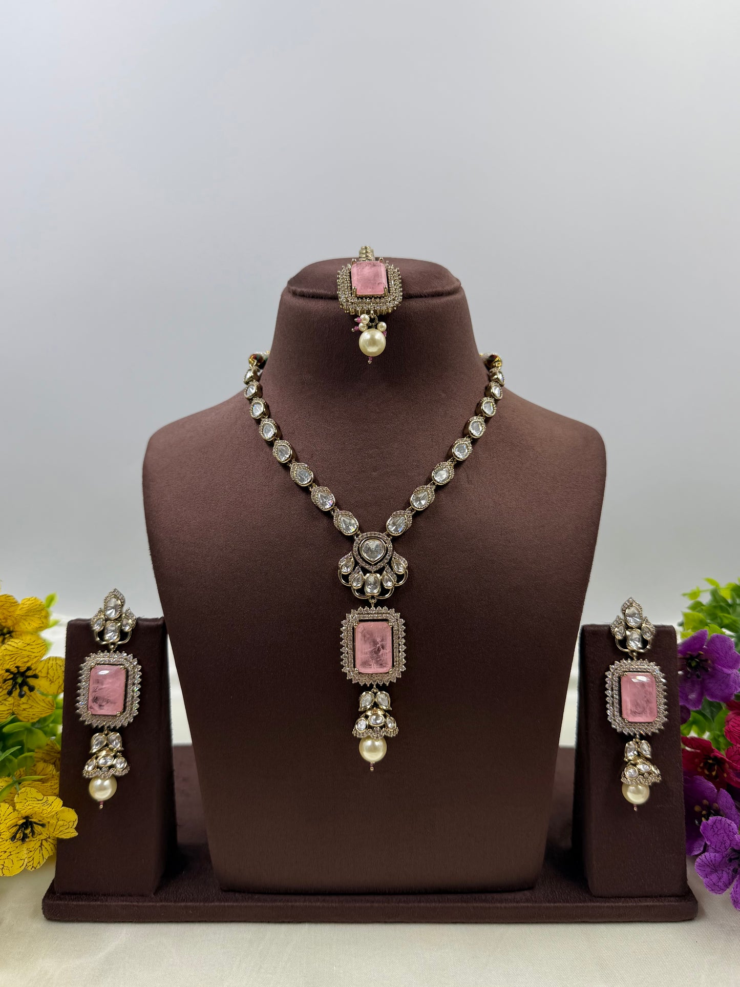 Neha Victorian Moissanite Necklace Set