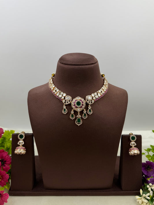 Shivani Premium Mossanite Necklace Set