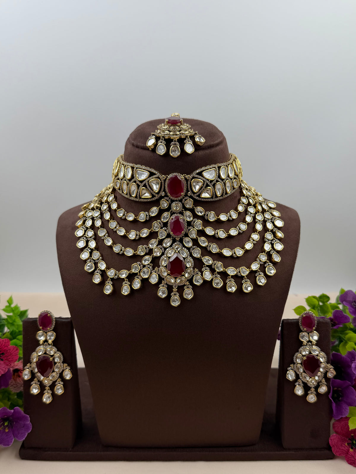 Parmeshwari Victorian Moissanite Choker Necklace Set