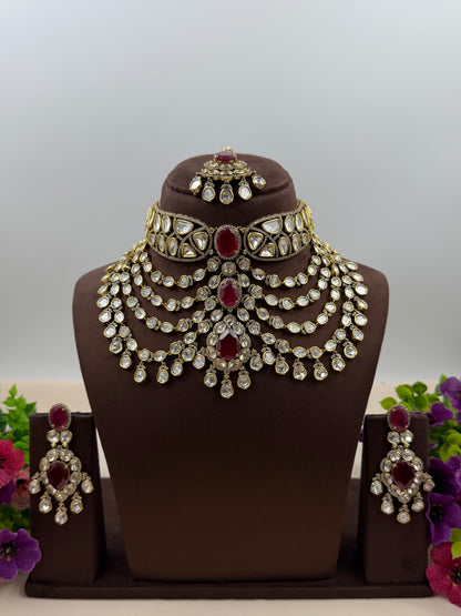 Parmeshwari Victorian Moissanite Choker Necklace Set