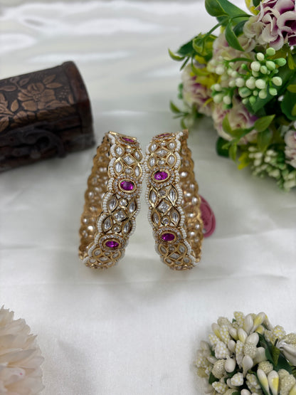 Dehna Moissanite Kundan Premium Bangles Set