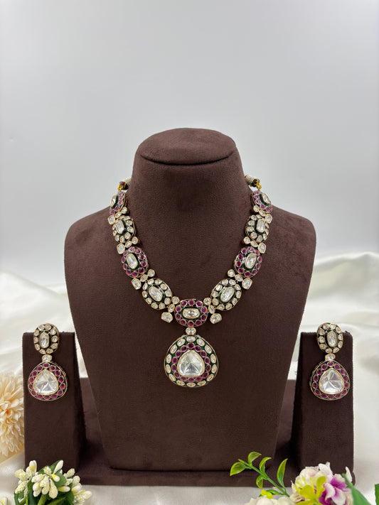Sovereign Brass Moissanite Kundan Radiance Necklace