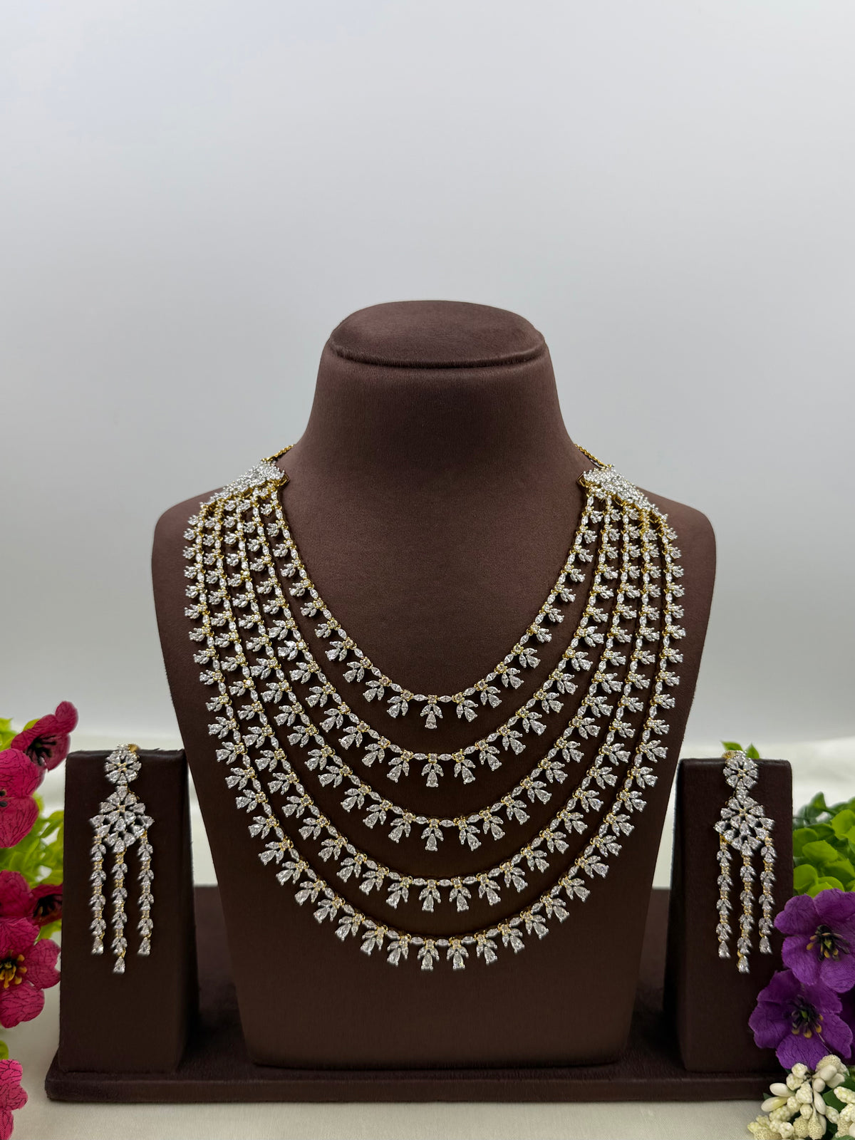 Sophia American Diamond Two Tone Necklace Set