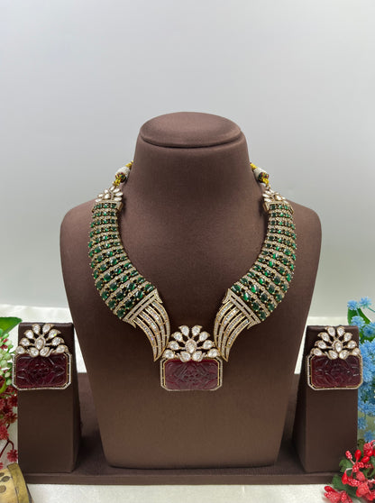 Kunti Jaipuri Moissanite Kundan Necklace