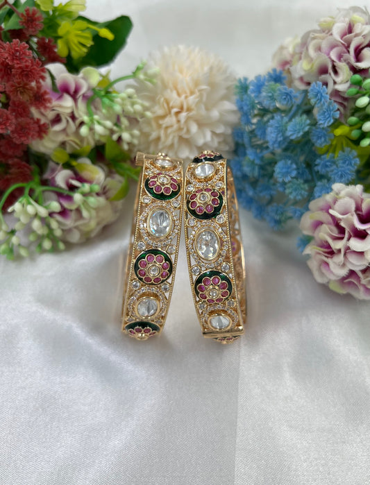 Glori Moissanite Kundan Bangles (Openable)