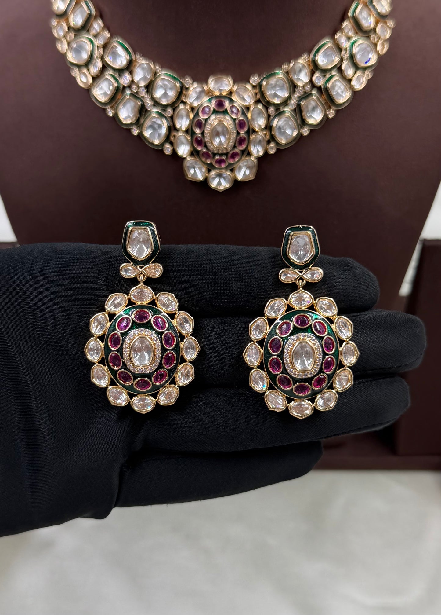 Reena Mina Kari Moissanite Kundan Necklace