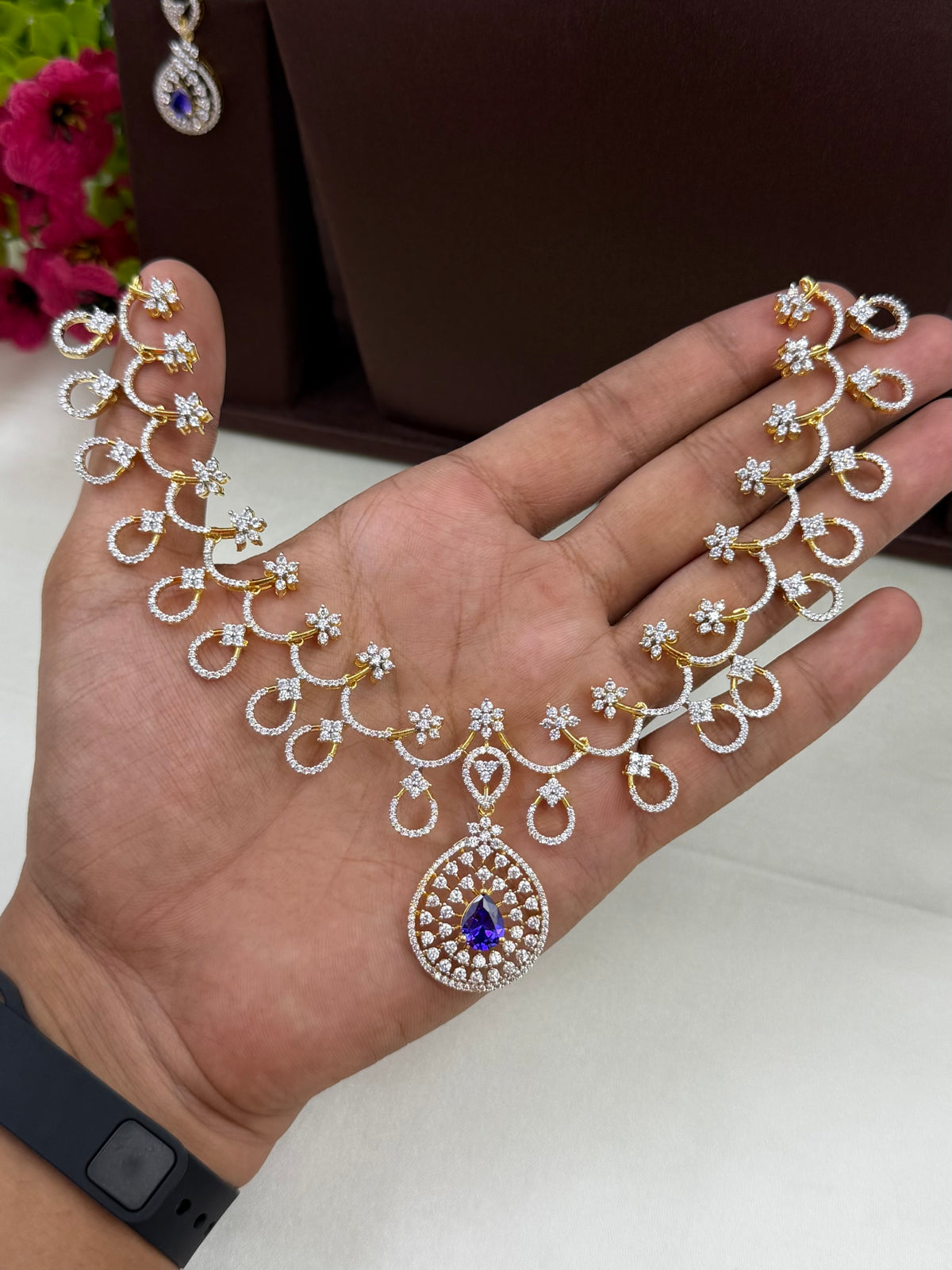 Lily American Diamond Two Tone Delicate Necklace