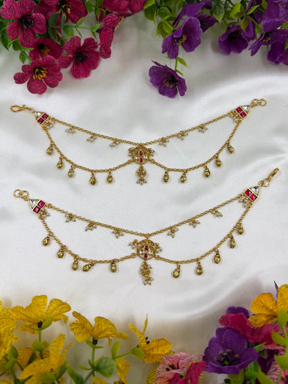 Zoya Pachi kundan Ear Chain